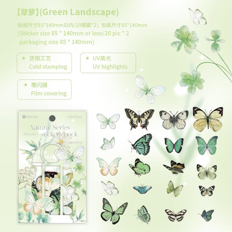40Pcs Colorful Gold Foil Iridescent Butterfly Stickers Ins Hot Style Journal Decor Stickers