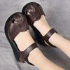 Women's Leather Baotou Hollow Out Wedges Sandals Summer New Thick Sole Non Slip Breathable Retro Velcro Outdoor Beach Sandals