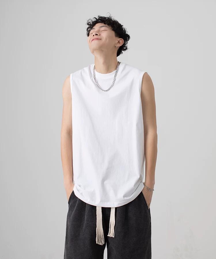 Summer Men's Sleeveless Tank Top Crew Neck Basketball Fitness Training Vest Solid Loose Breathable Quick-Dry Athletic Shirt