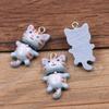 DIY Resin Cartoon Kitten Charms: 8 Colors, 15x29mm Pendants for Jewelry