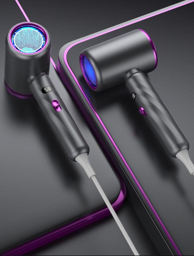 High-Speed Hair Dryer with Blue Light - Salon Quality for Home, Dorm, or Hotel