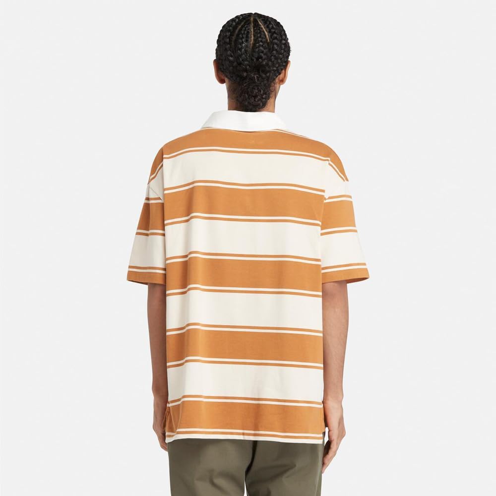 Timberland Men's Short Sleeve Striped Rugby Polo Shirt, Wheat Boot, Size S (TB0A42E5P501)