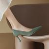 Fashion NEW Spring Women Shoes Pointed Toe Thin Heel Pumps for Women Sheep Suede High Heels Green Women Stiletto Heels Zapatos De Mujer