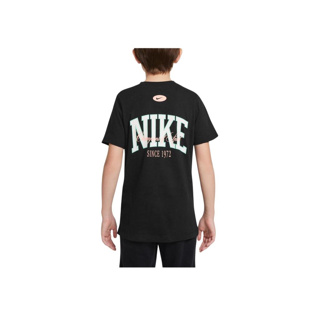 Nike Sportswear Amplify Letter Logo Digital Print Crew Neck Casual Short Sleeve T-Shirt Kids T-Shirts Black DR9672-010