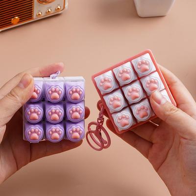 9-Key Mechanical Keyboard Style Fidget Toy Cat Paw Keychain & Stress Relief Toy For Anxiety Cute Office Desktop Decor