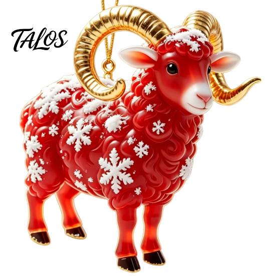 Decorative Ornaments for Office Goat Christmas Car Hanging Ornament, 2D Acrylic Pendant with Tree String, Cute Animal Decor Rearview Mirror,