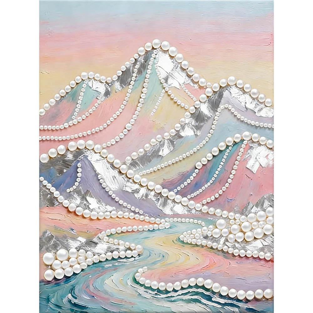 

Crystal Pearl Painting 5D DIY Frame Decoration Painting The Mountains Home Wall Decoration Transparent Pearl Gemstone Painting Picture Art Crafts 35x45cm