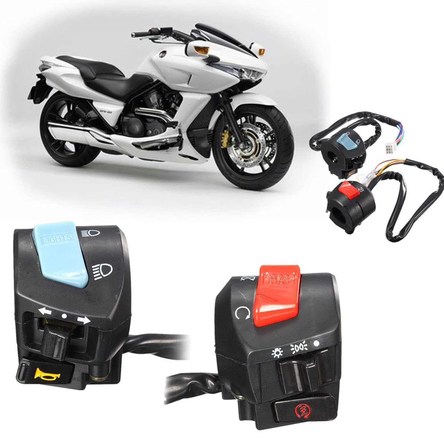 1 Pair of Motorcycle 7/8  Left & Right Side Handlebar Switch Control Universal Motorcycle Handlebar Headlight Horn Turn Light Control Stop Start