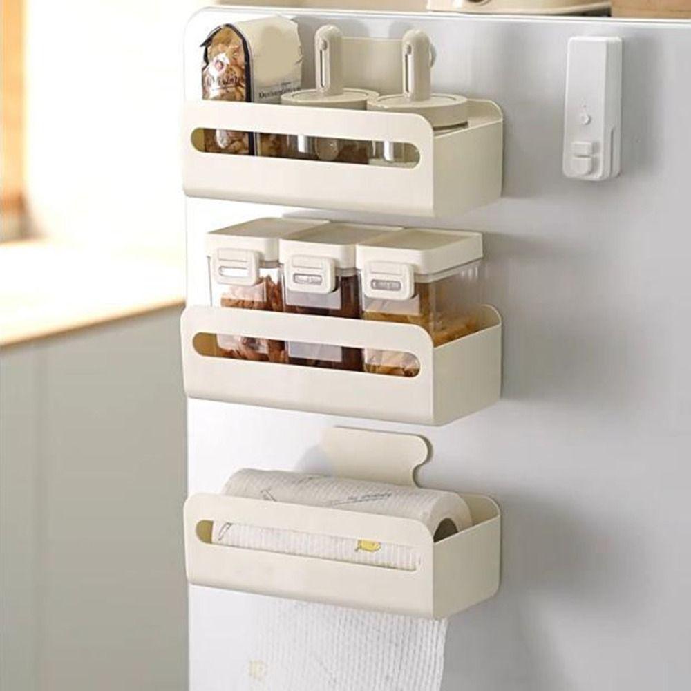 Punch Free Magnetic Storage Box Wall Mounted Tissue Dispenser Refrigerator Organizer  Kitchen