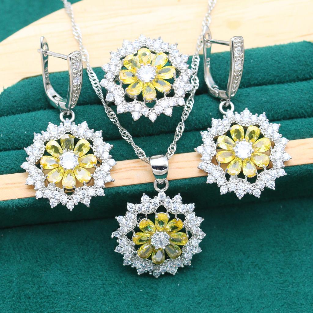 Jewelry European and N Anti Allergic Zircon Necklace Earring Jewelry Set