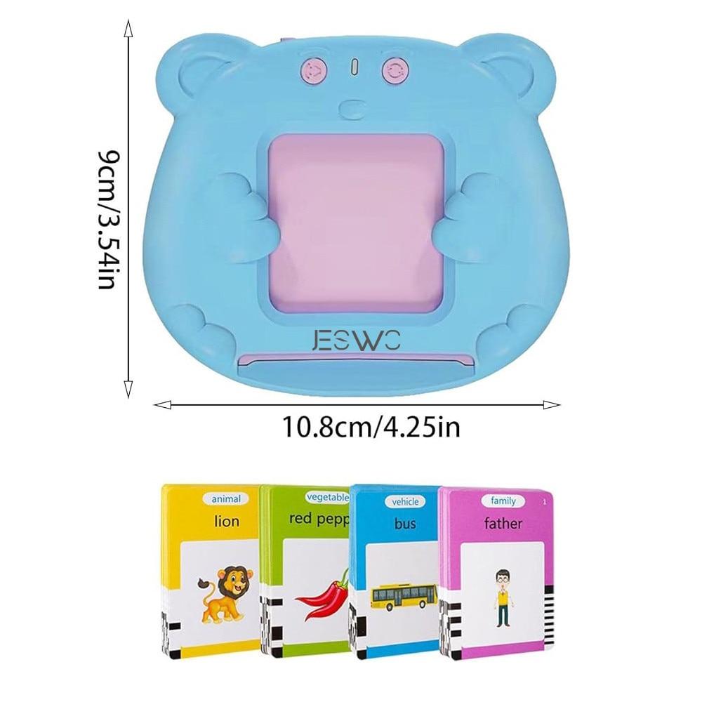 Montessori Englisch Lernspielzeug für Kinder, Wortlernmaschine mit 112 Lernkarten, Blaues Lernspielzeug für Kleinkinder