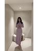 2023 Autumn Women's French Court-Inspired Slimming Pleated Waist Long Sleeve Dress