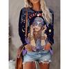 Women's Fashion Casual 3D Print Crew Neck Long Sleeve T-Shirt