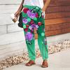 Women Flower Printing Pants Lace Up Elastic Waist Loose  Trousers Casual Long Pants Trousers with Pockets