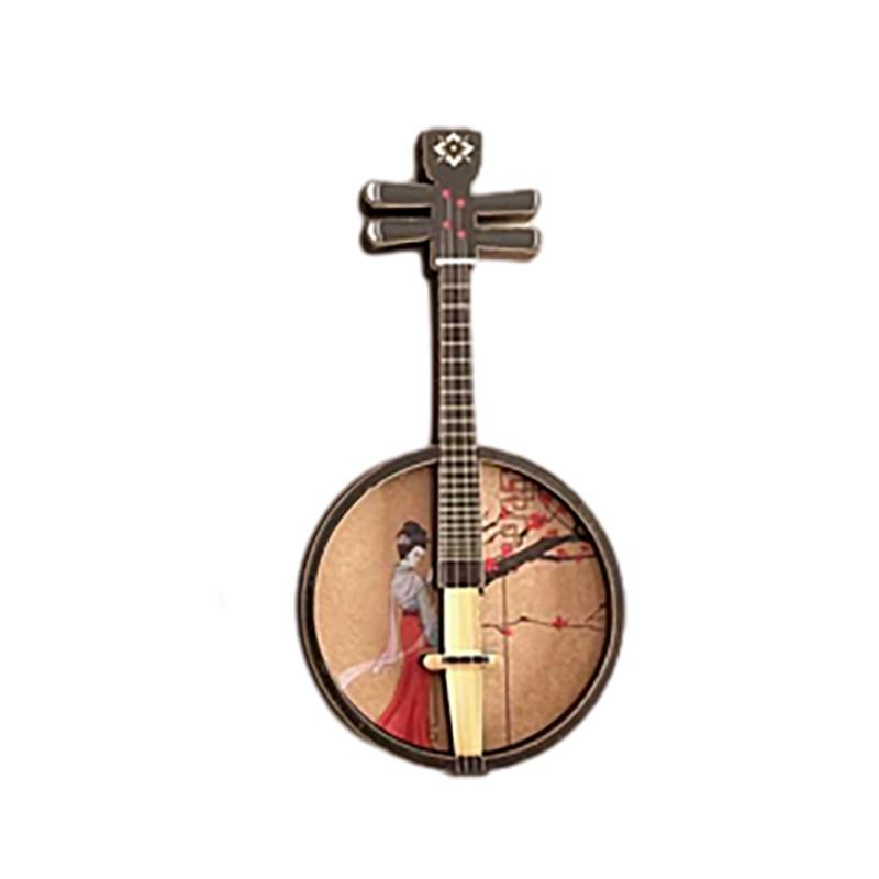 Wooden Chinese Style Ethnic Instrument Fridge Magnet Set For Living Room Dcor