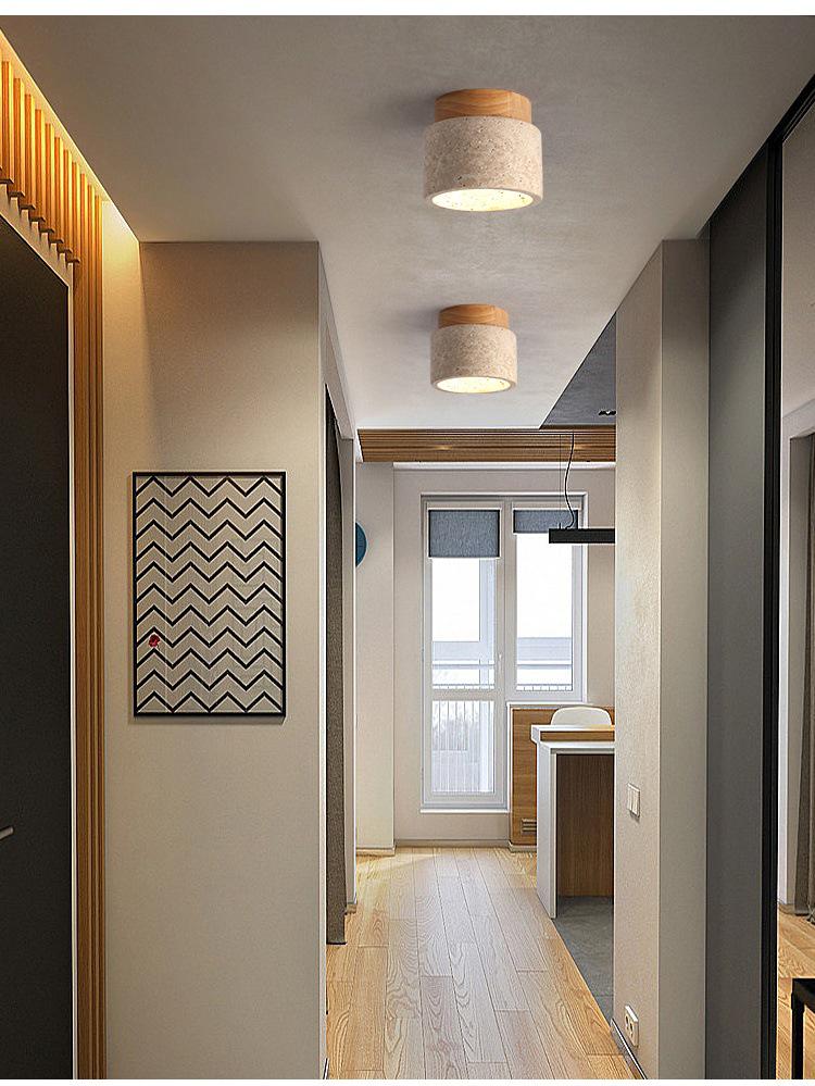 Japanische Wabi-Sabi Gelber Höhlenstein Deckenleuchte für Eingangsbereich oder Balkon