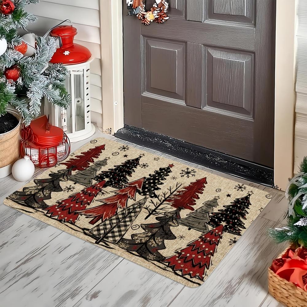 Gingerbread House Winter Area Rug Christmas Tree Welcome Rug Festive Doormat Bedroom Cloakroom Balcony Home Floor Ornament