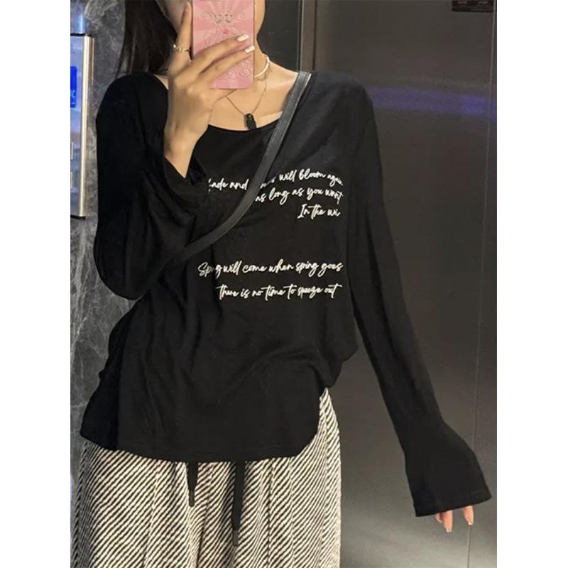 Korean Style Sheer Long Sleeve Letter Print T-Shirt Cardigan for Women - Casual Lightweight Sun Protection