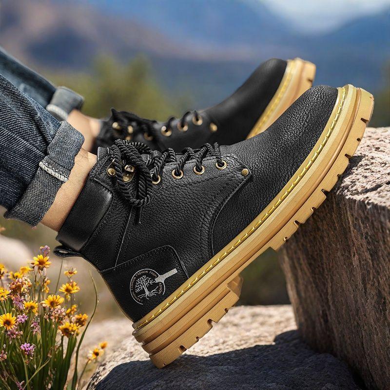 2025 Autumn and Winter New High-top Martin Boots Men's Trend Versatile Platform Casual Leather Shoes Tooling Board Shoes Trendy Shoes