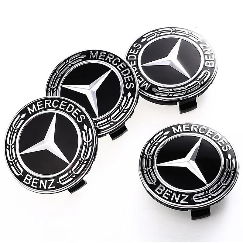 Autosticker 4 STUKS 75mm Metalen Embleem Auto Wiel Naafkap Cover Badge Voor Mercedes Benz AMG GLK GLE GLC W203 W206 W220 W205 W2