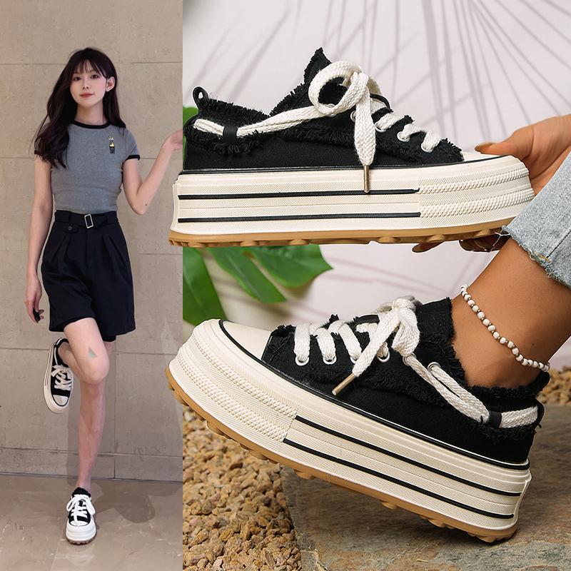 Fashion Women Casual Shoes Fashion Low Cut Lace-Up Leisure Sneakers Outdoor Comfortable Non-Slip Female Flats Trainers 36-42