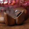 Heart Shaped Ring Storage Box Walnut Wooden Wedding Ring Case Retro Jewelry Display Box