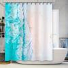 Beach Shower Curtain, Waterproof Printed Fabric For Bathroom Decor Turquoise Blue White Colors, 3D Printing Artistic Print Home