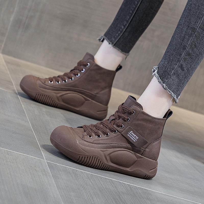 Martin boots women's shoes 2025 autumn new Internet celebrity platform heightening short boots high-top casual shoes retro British style