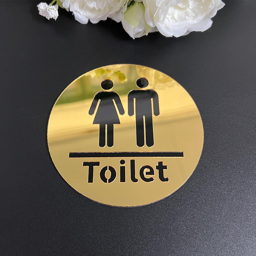 Bathroom Sign Acrylic Mirror Wall Sticker WC Toilet Entrance Signs Self Adhesive Wall Sticker Men Women Door Sticker for Hotel