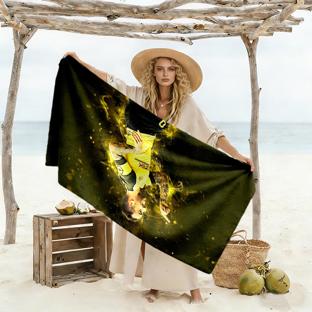 Player Celebrates Victory Moment Beach Towel Super Soft Microfiber Quickdry Fabric Comfortable Lightweight