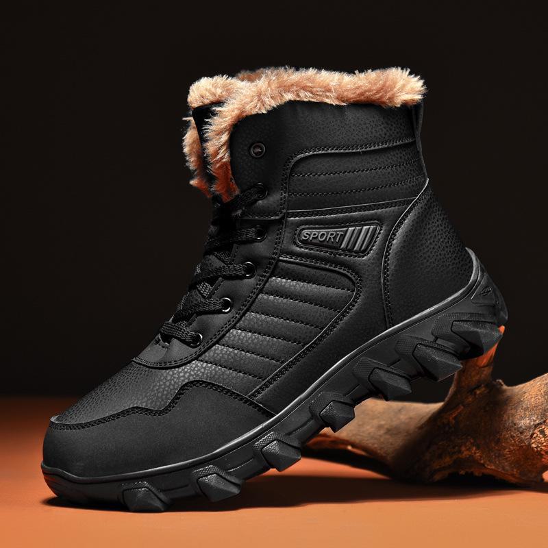 Men's High-Top Non-Slip Waterproof Winter Snow Boots with Velvet Lining
