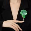 Green Peony Flower Brooches for Women Unisex Resin Stone Beautiful Plants Party Office Pins Charms Gifts