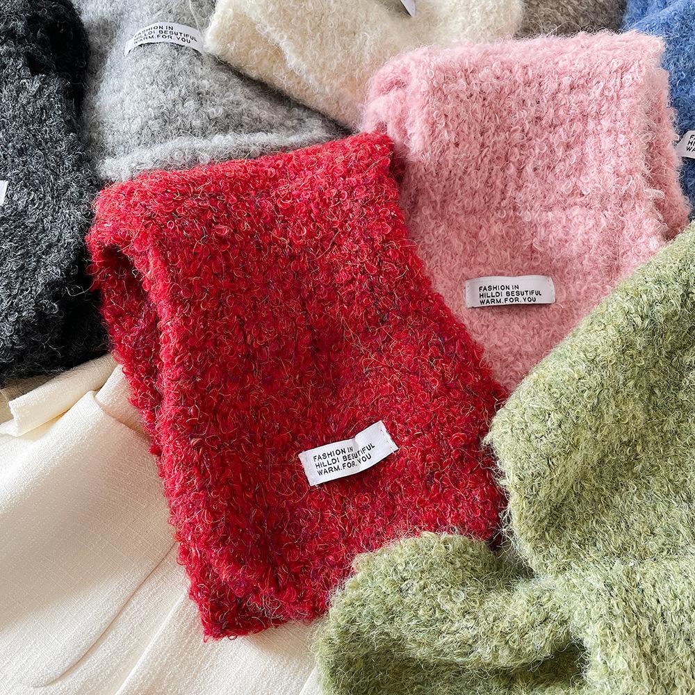 Korean ins simple soft waxy plush cross scarf women's versatile skin-friendly small scarf autumn and winter student warm scarf