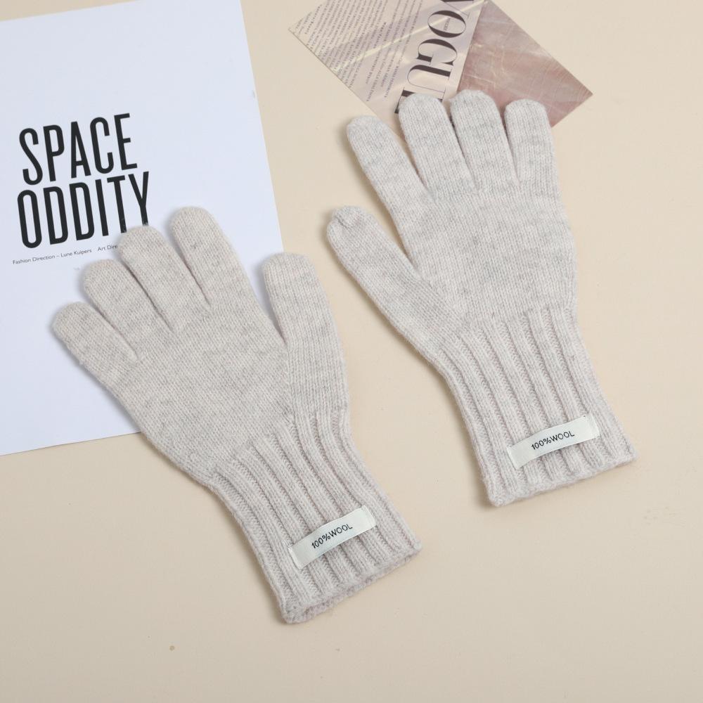 New Winter Solid Color Wool Retro Knitted Gloves with Fingers Exposed Touch Screen Atmosphere Keep Warm and Cold
