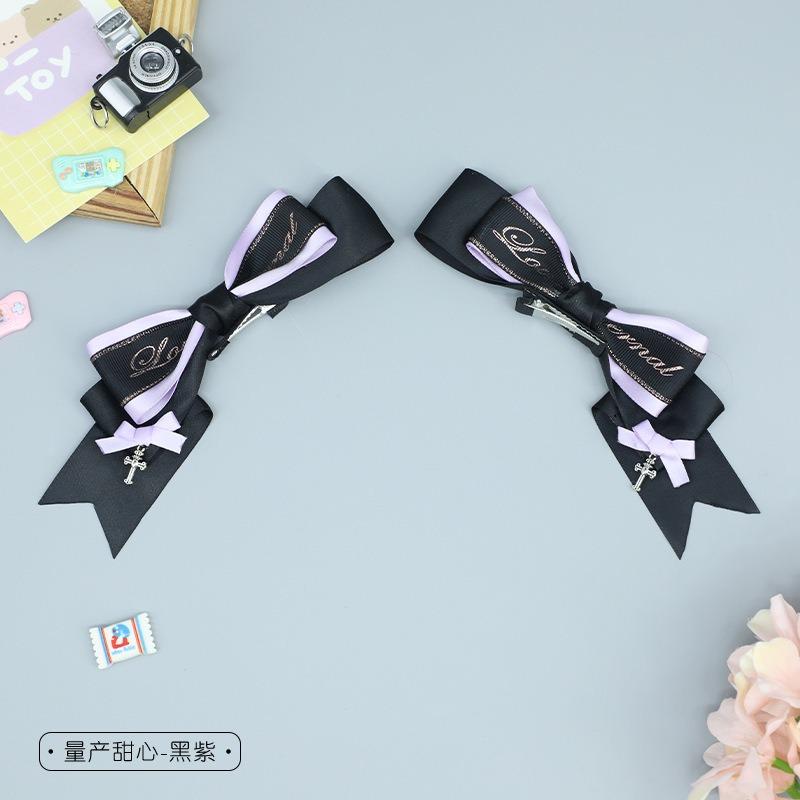 

Бантик заколка олита черный ручной работы головной убор двойной хвостик пара клипса аксессуары для волос yk клипса для края головной убор