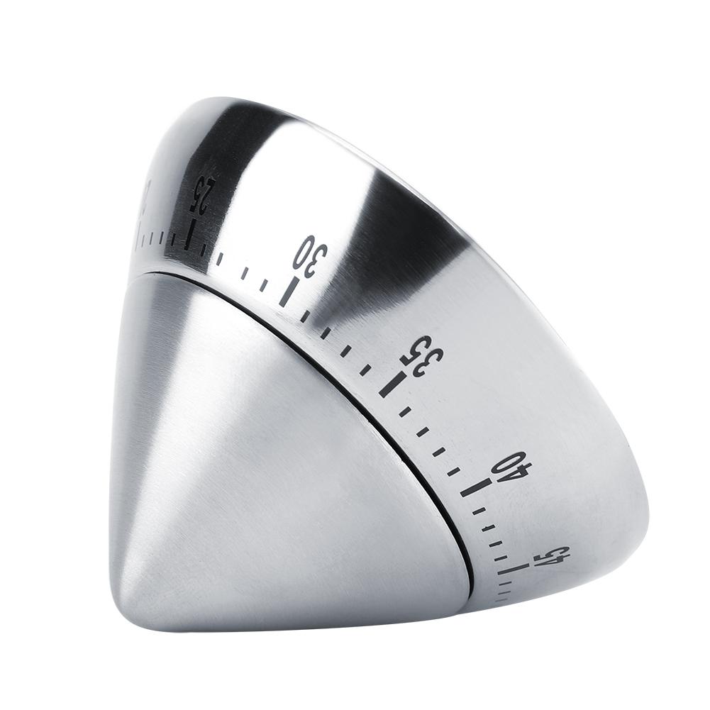 Módní nerezový 60minutový odpočítávací mechanický časovač na vaření, kuchyňský nástroj stříbrný