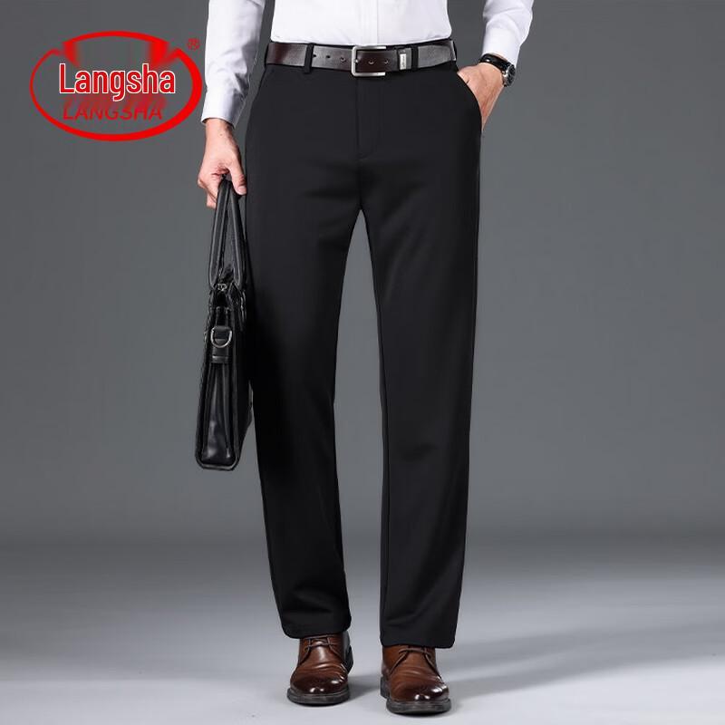LangSha Men s Business Casual Straight-Leg Trousers 40