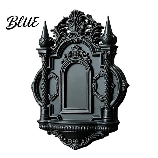 Gothic Wall Shelf Shelf, Vintage Floating for Bedroom And Living Room, Matte Black Mounted Display Rack Decorative Wall-Mounted with Exquisite Hollow
