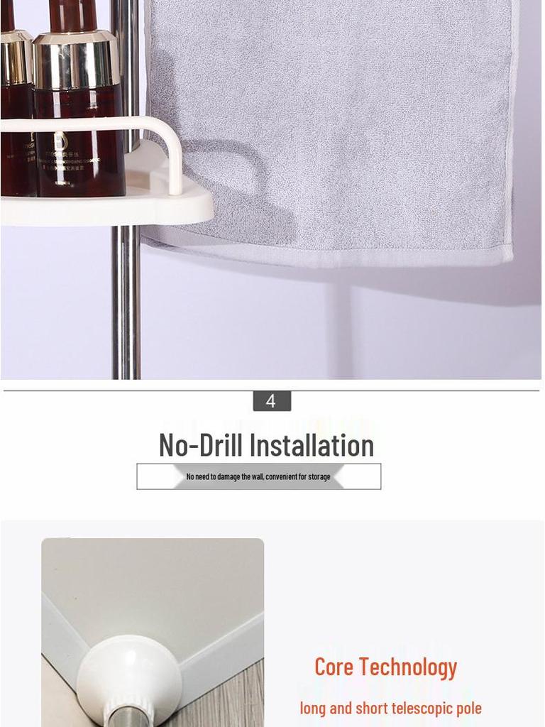 Stainless Steel Multi-Layer Corner Bathroom Rack with Retractable Toilet Storage