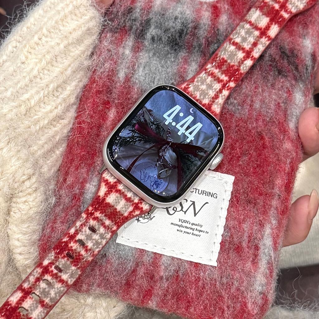 Pattern Design Wool Leather Strap for Apple Watch Series 11 10 42mm / 9 8 7 41mm / SE3 SE2 SE 6 5 4 40mm / 3 2 1 38mm Watch Band