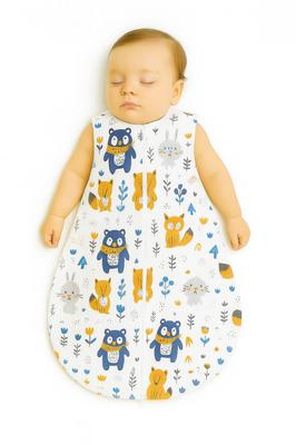 Rounded Cotton Sleeping Bag for Children S 0-6 Months Summer TOG 1.0 - Navy Blue Teddy Bears
