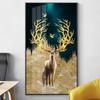 Modern Gold Deer Tree and Bird Poster Canvas Paintings Golden Night Wall Art Print Pictures for Living Room Home Decor Frameless