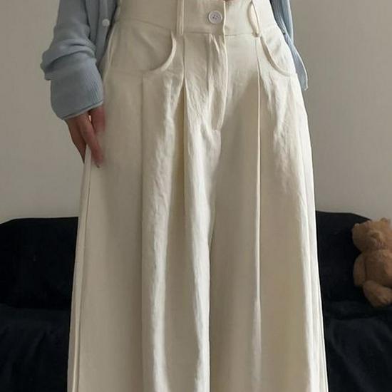 Women's High-Waist Wide-Leg Fashion Trousers - Trendy Casual American Style
