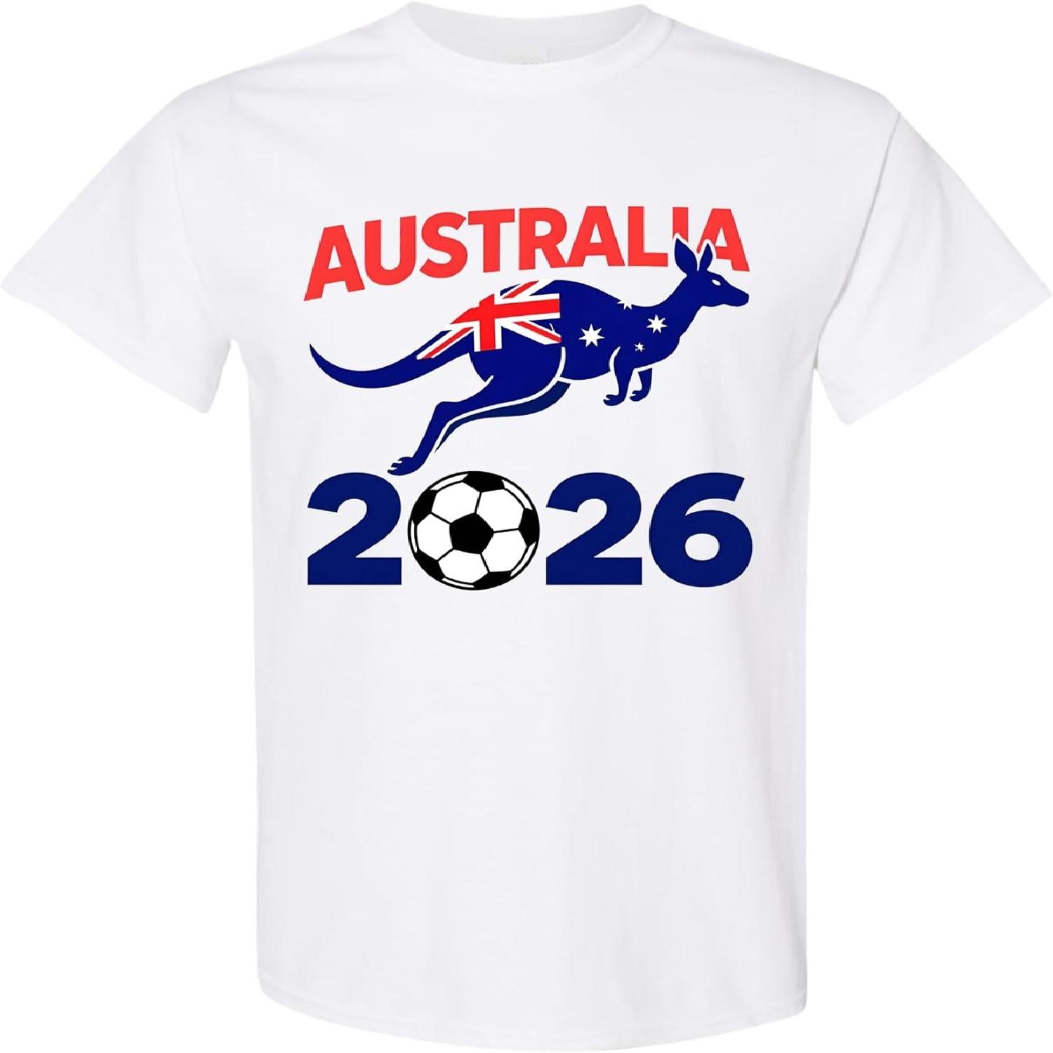 Australia Soccer 2026 Kangaroo Fan T Shirt Animal Graphic Men s Tee(1) S разноцветный