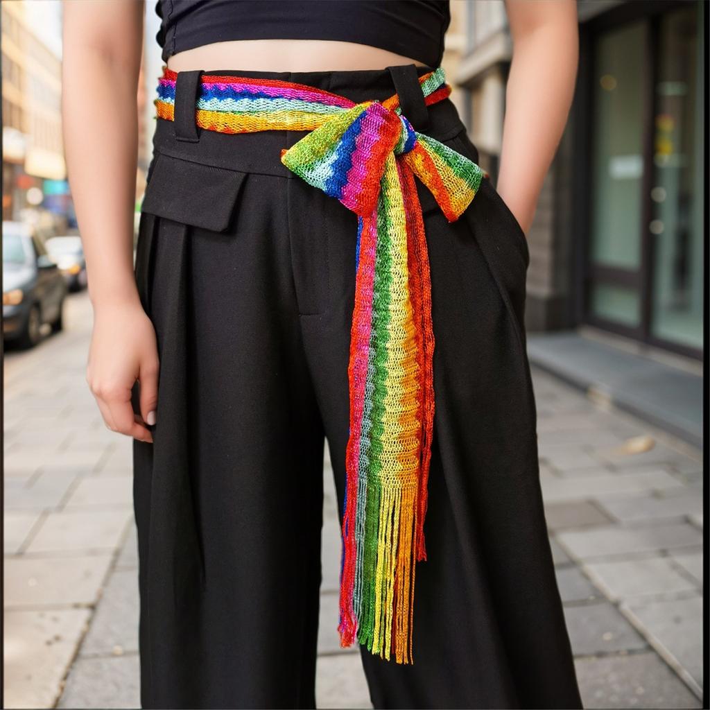 Lace Striped Neck Scarf With Tassels For Women and Teens Fashion Neck Accessories Perfect For Various Occasion Outfit