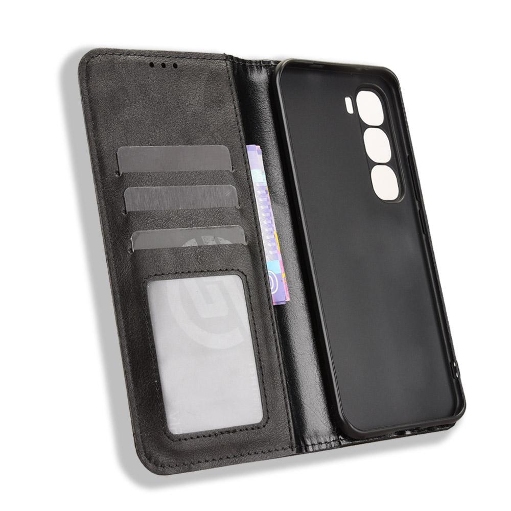 For Infinix Hot 60 Pro 4G Leather Case Wallet Stand Retro Texture Phone Cover