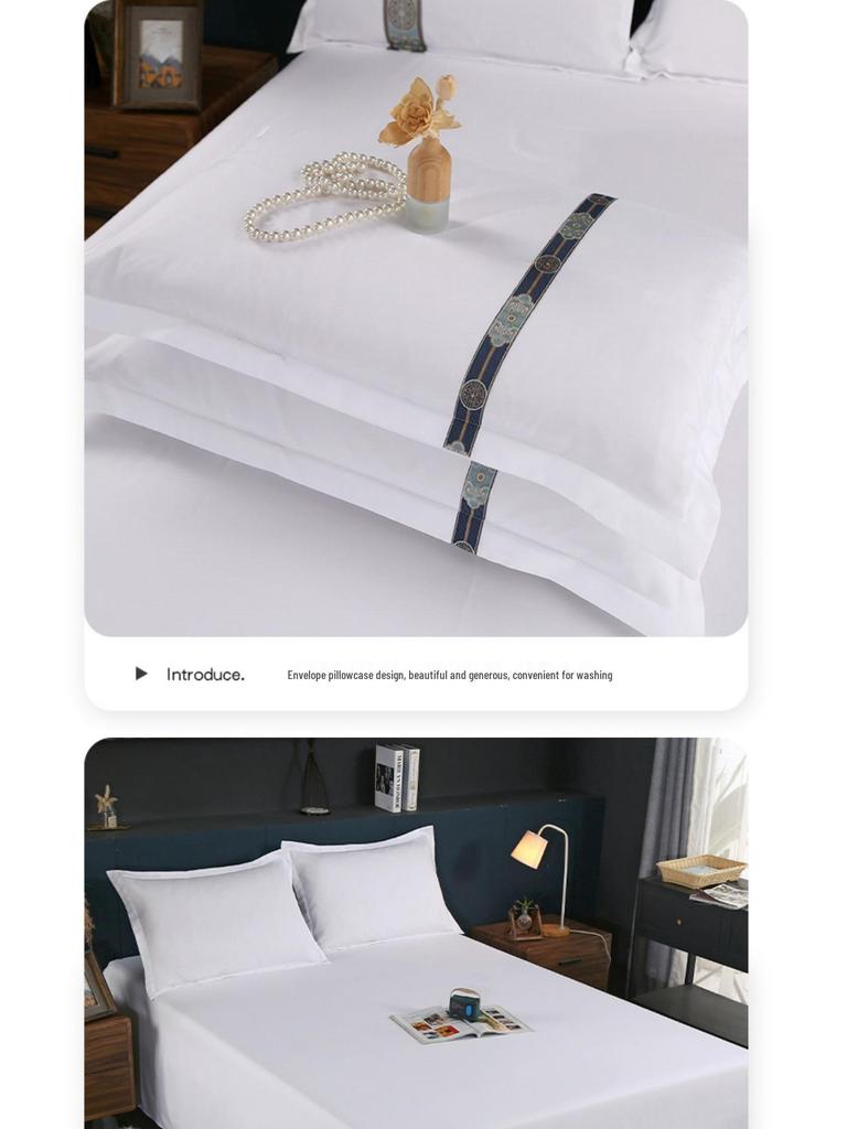 Pure White Eight-Piece Bedding Set: Duvet Cover, Quilt, Comforter & Bed Sheet