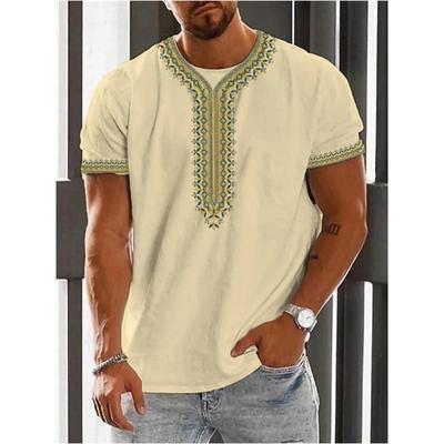 Vintage Ethno-Grafik T-Shirts Sommer Mode Kurzarm 3D-Druck Herren T-Shirts Lässige Streetwear Übergroß Atmungsaktives T-Shirt