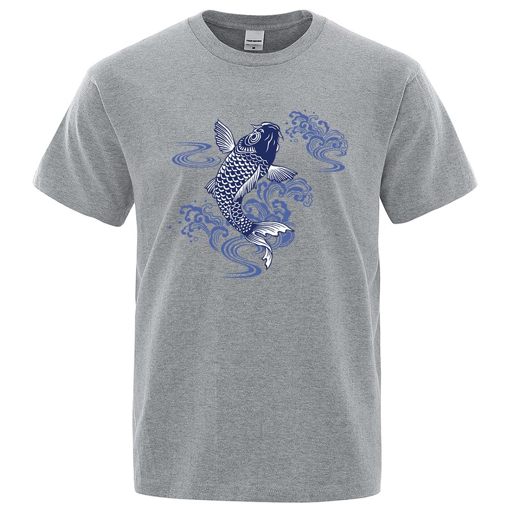 Cyprinus Carpio Haematopterus Koi Man Tshirts Casual Cotton Male Short Sleeve Breathable Oversize Tops Clothes