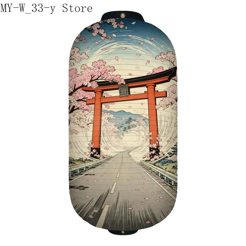 25x50cm Japanese-style Cherry Blossoms Cloth Lantern Ukiyo-e Traditional Printed Lantern Izakaya Cuisine Wedding Party Decor